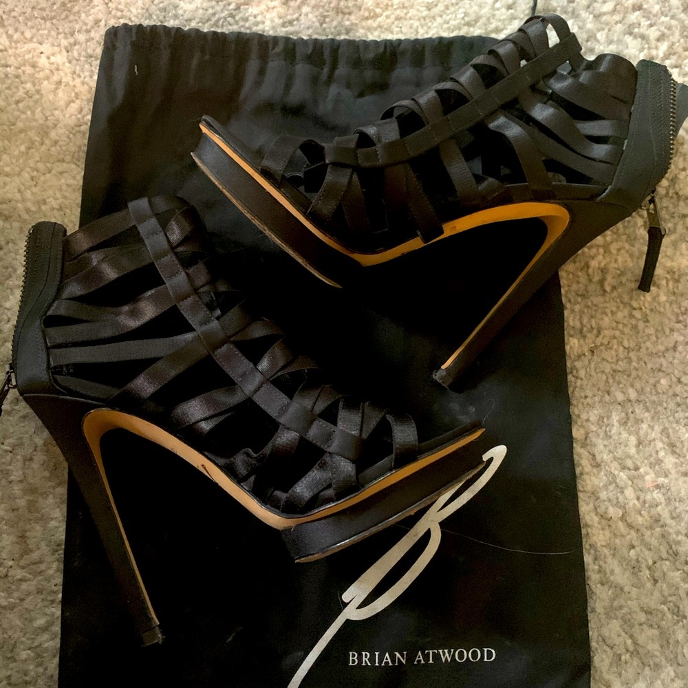 Brian Atwood Vero Cuoio black strappy heels
